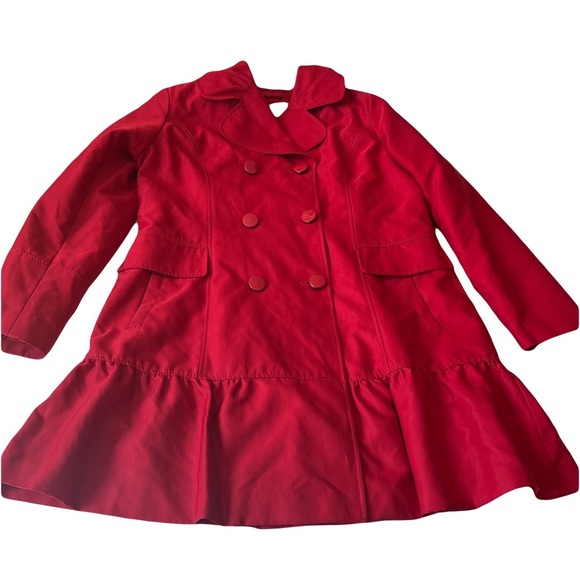 Women's Donatella Double Breasted Ruffle Hem Coat Red Size XL - Picture 1 of 14